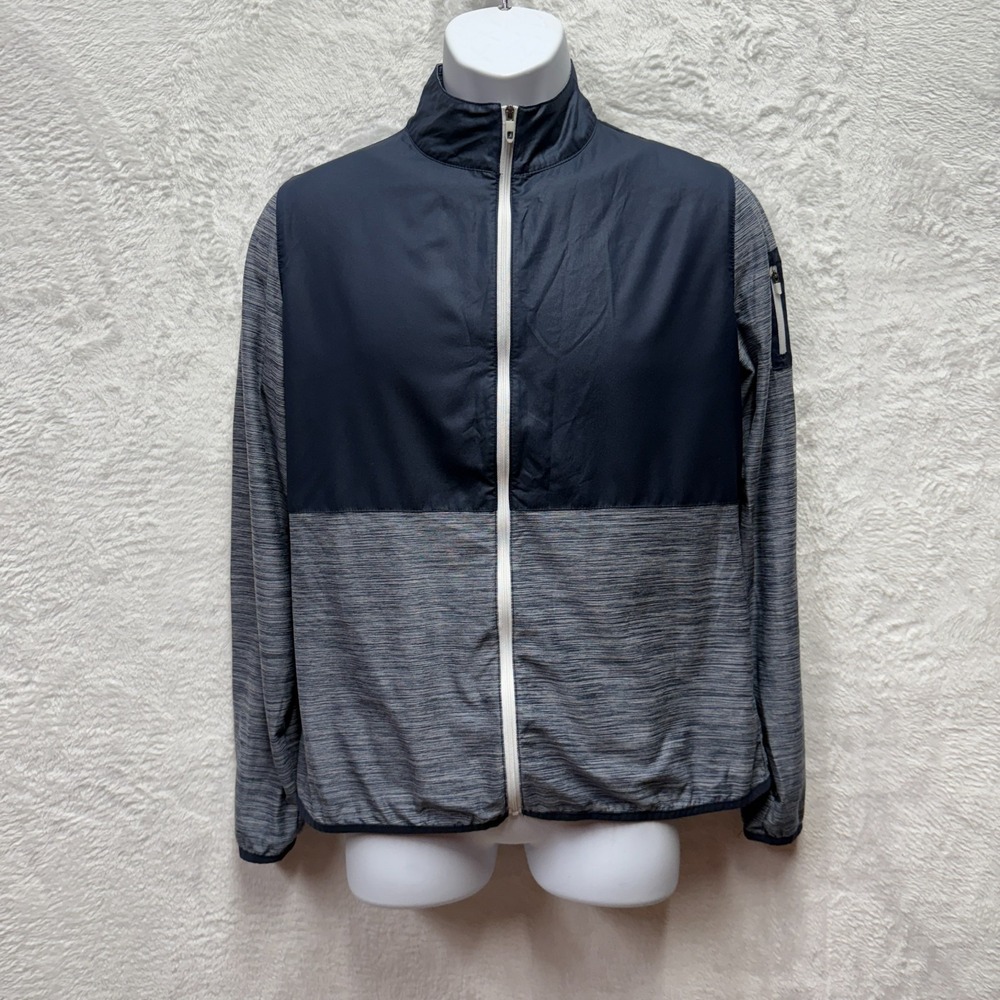 FJ Footjoy Space Dye Full Zip Jacket Womens Medium Blue Stretch Golf Running